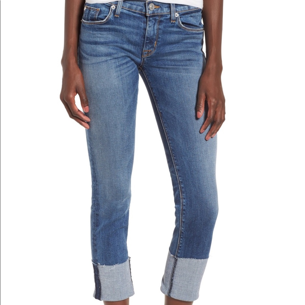 Hudson Tally Deep Cuff Cropped Skinny Jeans
